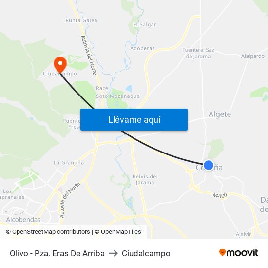 Olivo - Pza. Eras De Arriba to Ciudalcampo map