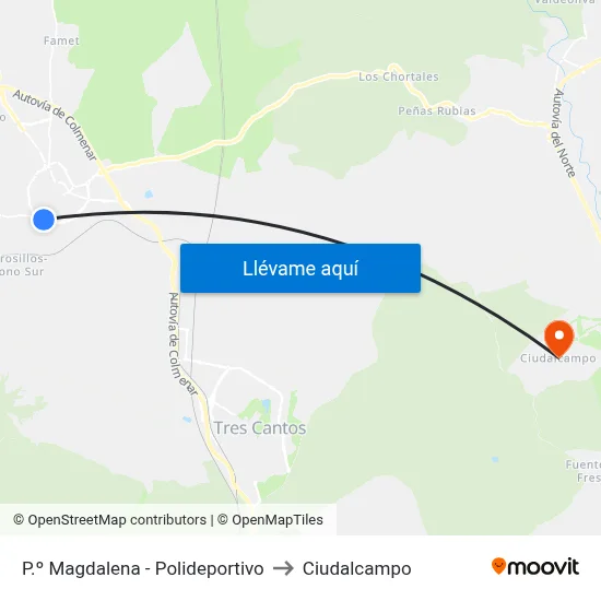 P.º Magdalena - Polideportivo to Ciudalcampo map