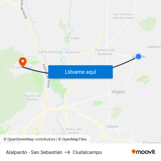 Alalpardo - San Sebastián to Ciudalcampo map