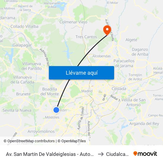 Av. San Martín De Valdeiglesias - Autocaravanas to Ciudalcampo map