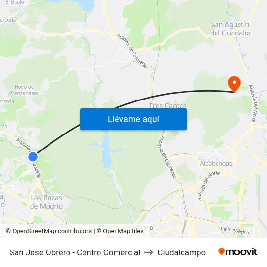 San José Obrero - Centro Comercial to Ciudalcampo map