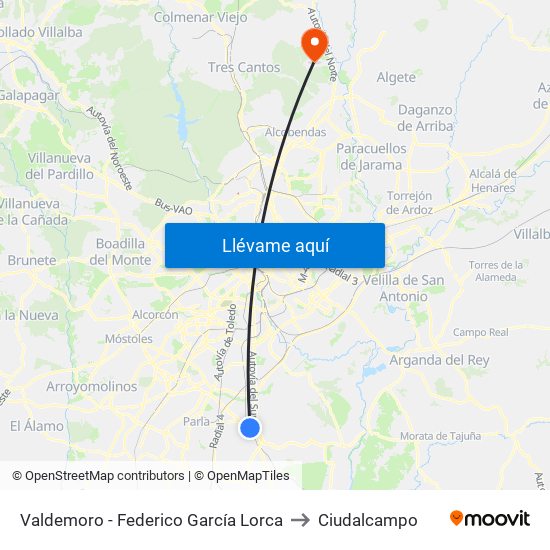 Valdemoro - Federico García Lorca to Ciudalcampo map