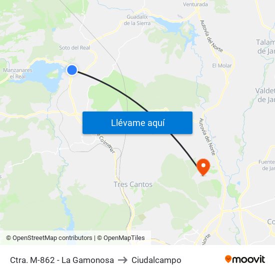 Ctra. M-862 - La Gamonosa to Ciudalcampo map