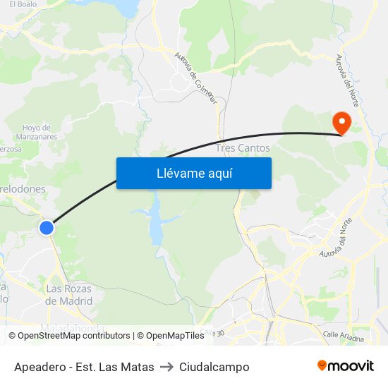 Apeadero - Est. Las Matas to Ciudalcampo map