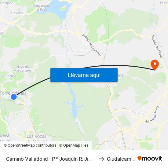 Camino Valladolid - P.º Joaquín R. Jiménez to Ciudalcampo map