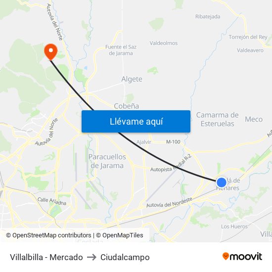 Villalbilla - Mercado to Ciudalcampo map