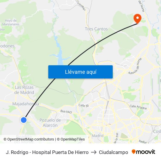 J. Rodrigo - Hospital Puerta De Hierro to Ciudalcampo map