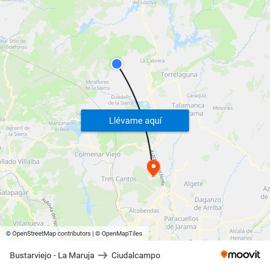 Bustarviejo - La Maruja to Ciudalcampo map