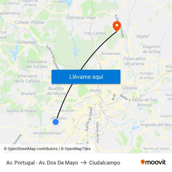 Av. Portugal - Av. Dos De Mayo to Ciudalcampo map