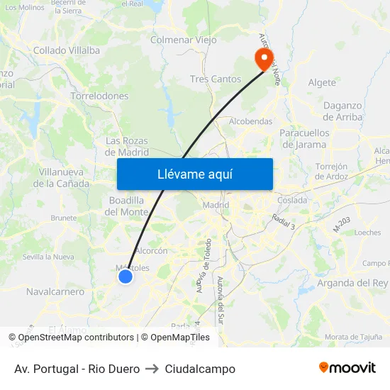 Av. Portugal - Rio Duero to Ciudalcampo map