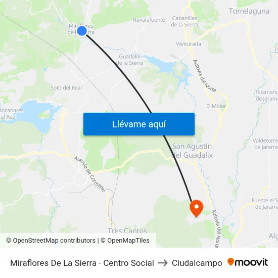 Miraflores De La Sierra - Centro Social to Ciudalcampo map