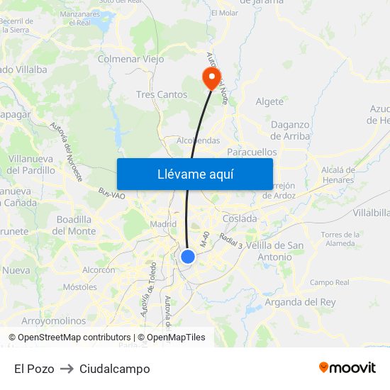 El Pozo to Ciudalcampo map