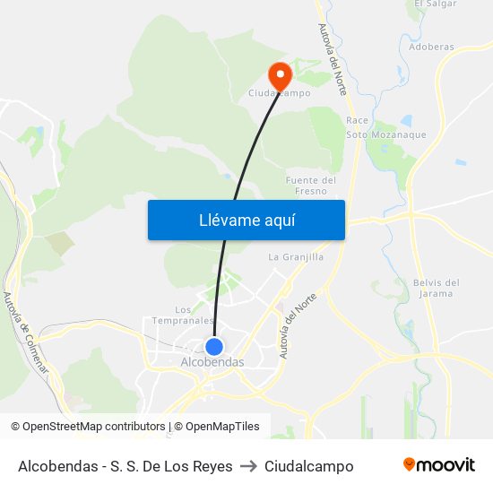 Alcobendas - S. S. De Los Reyes to Ciudalcampo map