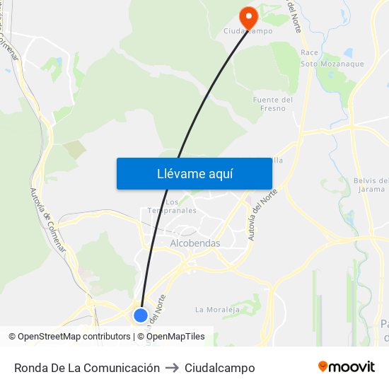 Ronda De La Comunicación to Ciudalcampo map