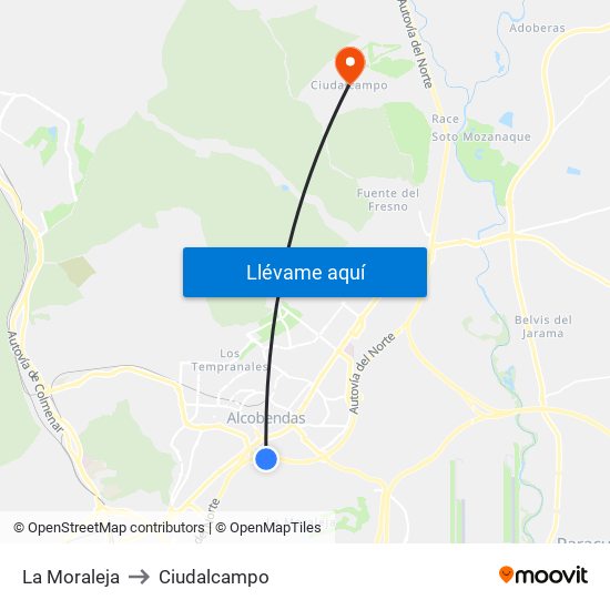 La Moraleja to Ciudalcampo map