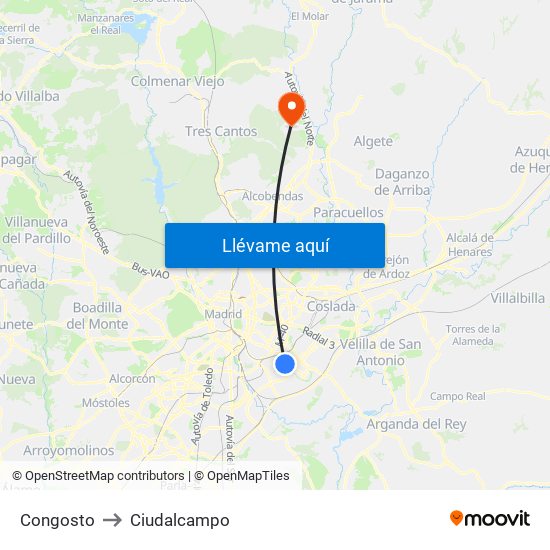 Congosto to Ciudalcampo map