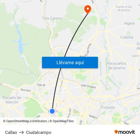 Callao to Ciudalcampo map
