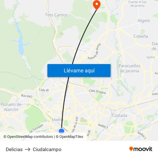 Delicias to Ciudalcampo map