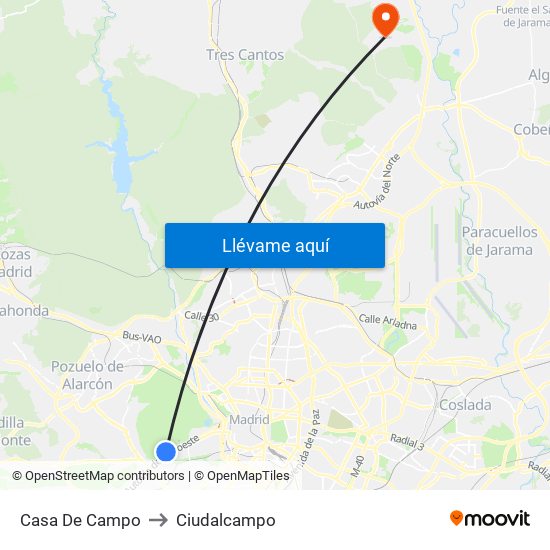 Casa De Campo to Ciudalcampo map