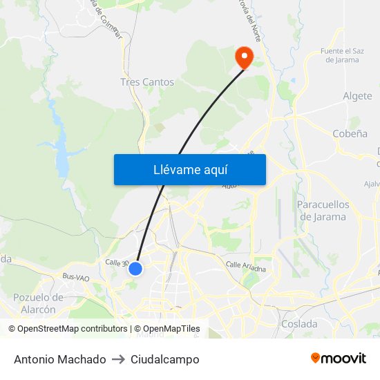 Antonio Machado to Ciudalcampo map