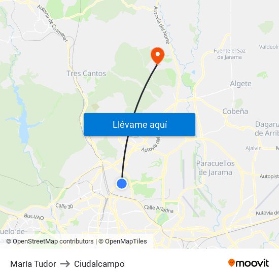María Tudor to Ciudalcampo map