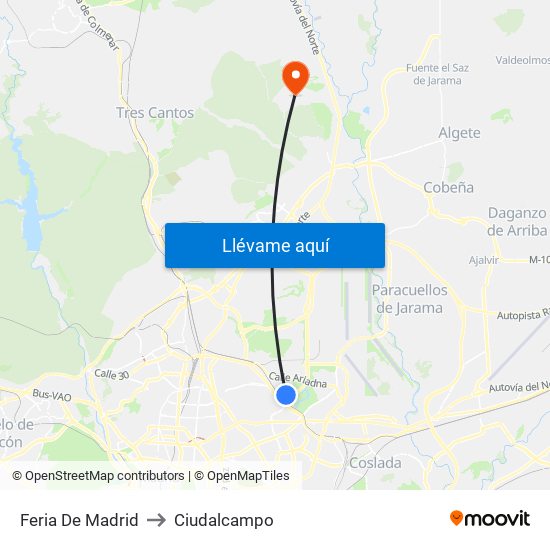 Feria De Madrid to Ciudalcampo map