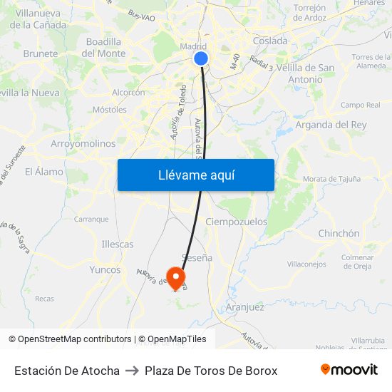 Estación De Atocha to Plaza De Toros De Borox map