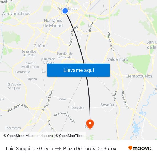 Luis Sauquillo - Grecia to Plaza De Toros De Borox map