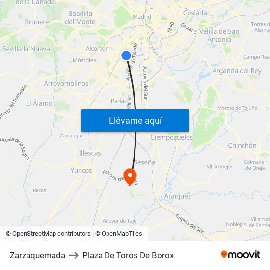 Zarzaquemada to Plaza De Toros De Borox map