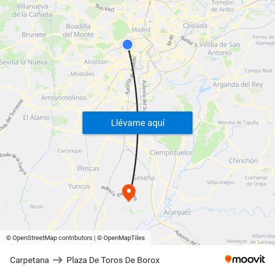 Carpetana to Plaza De Toros De Borox map