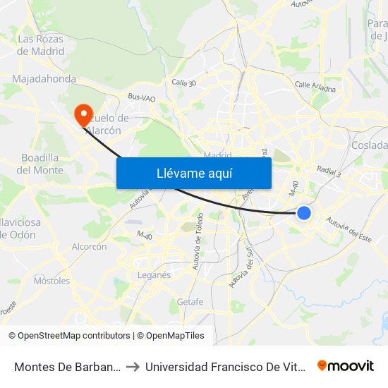 Montes De Barbanza to Universidad Francisco De Vitoria map