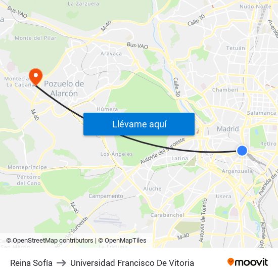 Reina Sofía to Universidad Francisco De Vitoria map
