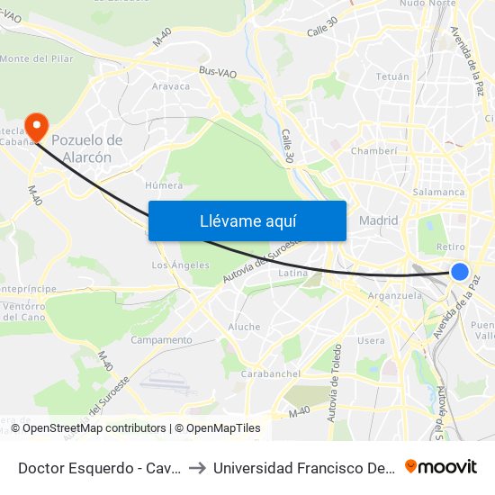 Doctor Esquerdo - Cavanilles to Universidad Francisco De Vitoria map