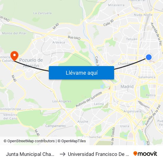 Junta Municipal Chamartín to Universidad Francisco De Vitoria map