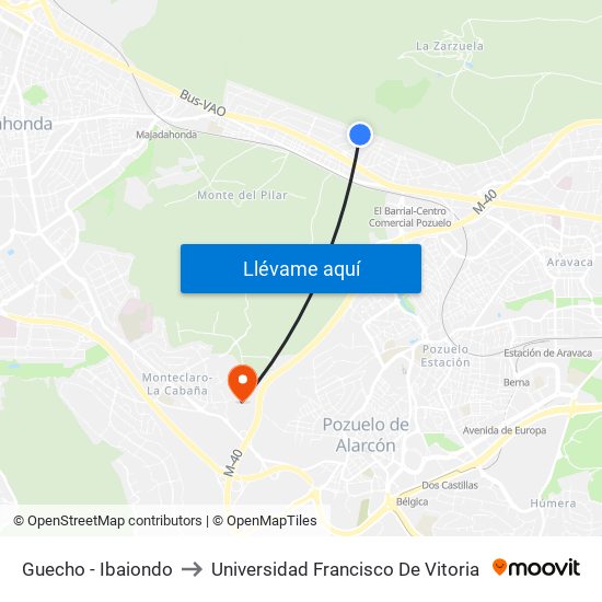 Guecho - Ibaiondo to Universidad Francisco De Vitoria map