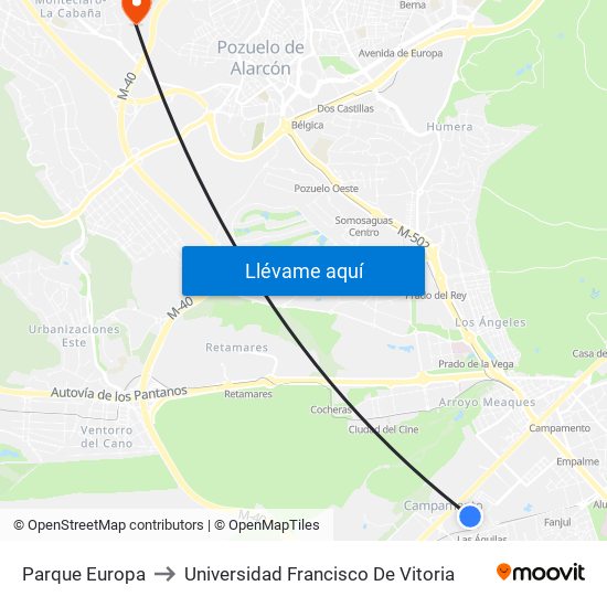 Parque Europa to Universidad Francisco De Vitoria map