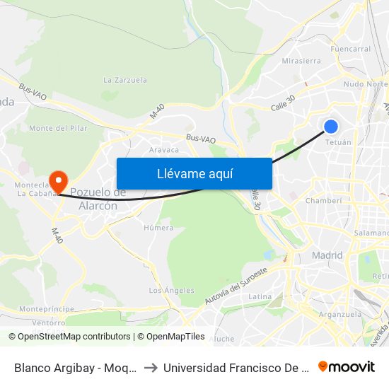 Blanco Argibay - Moquetas to Universidad Francisco De Vitoria map