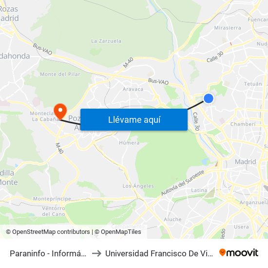 Paraninfo - Informática to Universidad Francisco De Vitoria map