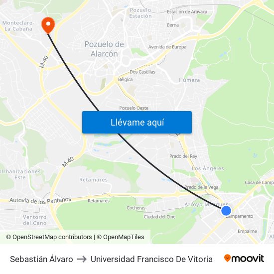 Sebastián Álvaro to Universidad Francisco De Vitoria map