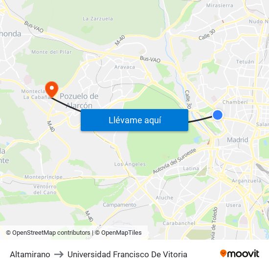 Altamirano to Universidad Francisco De Vitoria map