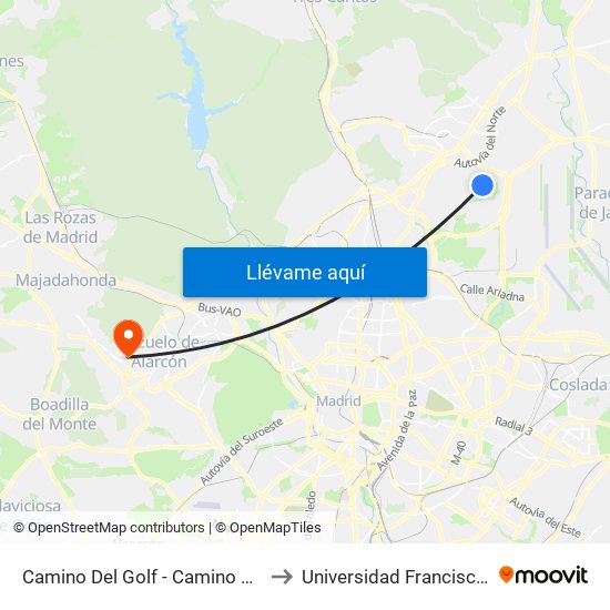 Camino Del Golf - Camino De Mesoncillos to Universidad Francisco De Vitoria map