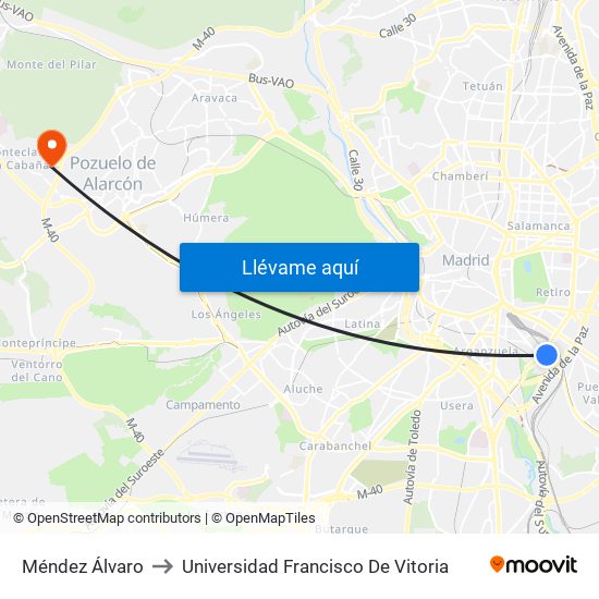 Méndez Álvaro to Universidad Francisco De Vitoria map