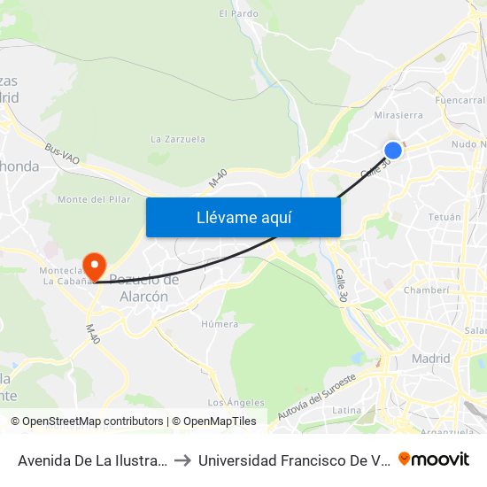 Avenida De La Ilustración to Universidad Francisco De Vitoria map