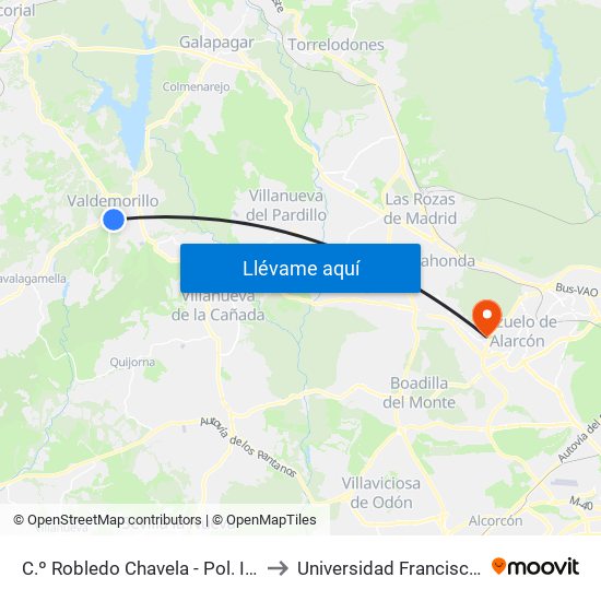 C.º Robledo Chavela - Pol. Ind. La Gazuela to Universidad Francisco De Vitoria map