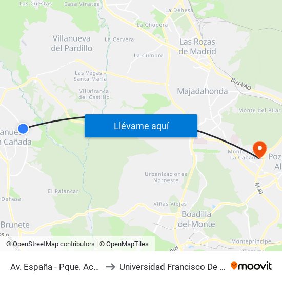 Av. España - Pque. Acuático to Universidad Francisco De Vitoria map