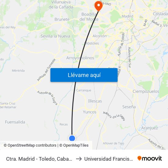Ctra. Madrid - Toledo, Cabañas De La Sagra to Universidad Francisco De Vitoria map