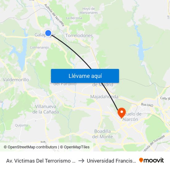 Av. Víctimas Del Terrorismo - Centro De Salud to Universidad Francisco De Vitoria map