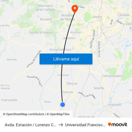 Avda. Estación / Lorenzo Carrillo, Yuncler to Universidad Francisco De Vitoria map