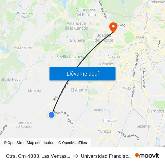 Ctra. Cm-4003, Las Ventas De Retamosa to Universidad Francisco De Vitoria map