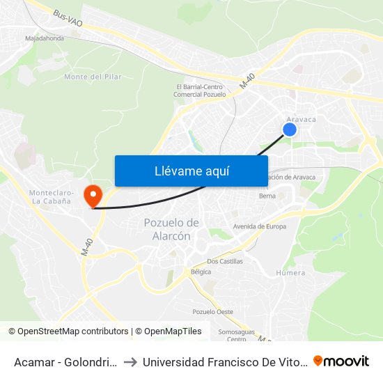 Acamar - Golondrina to Universidad Francisco De Vitoria map
